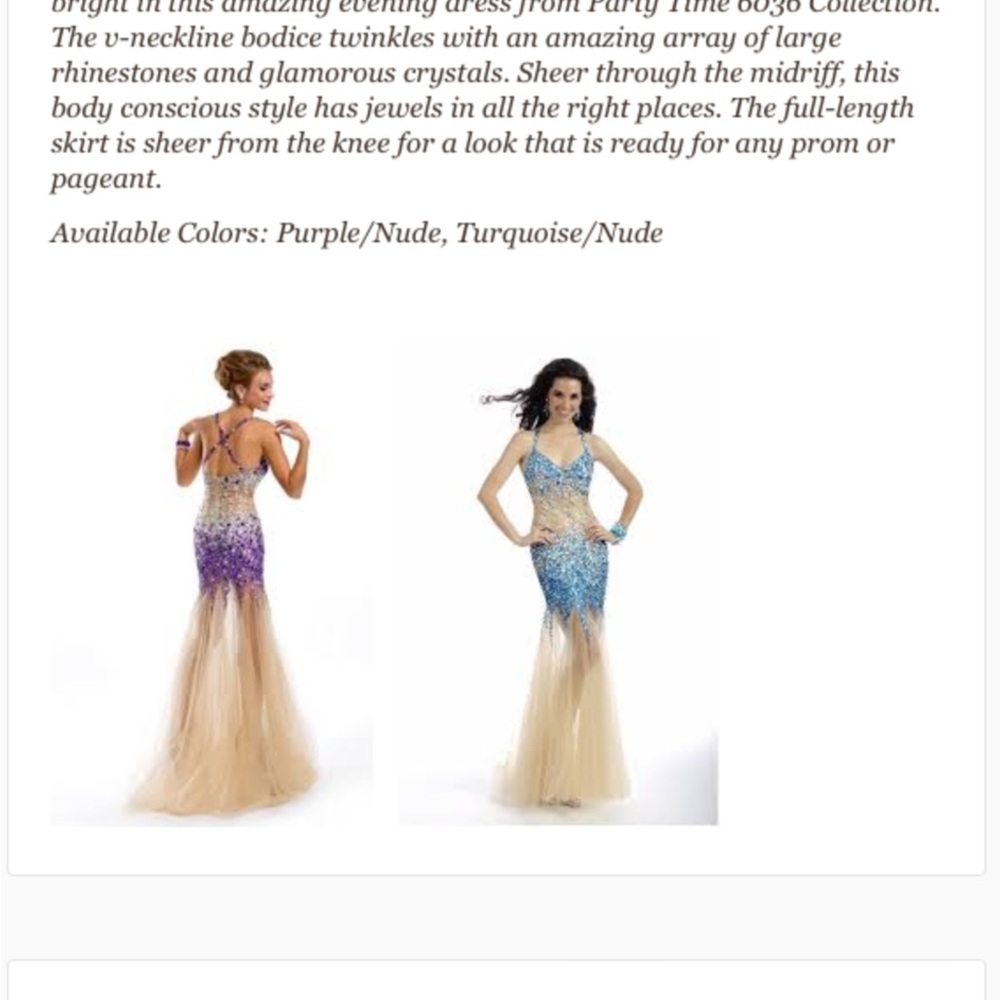 Blue and Cream Evening Prom Dress - Picture 6 of 6
